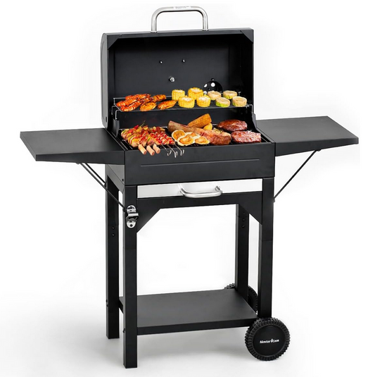 Heavy-Duty Charcoal Grill with Dual Side Tables – Outdoor BBQ Grill for Backyard, Patio, and Camping LuxeCraft Interiors