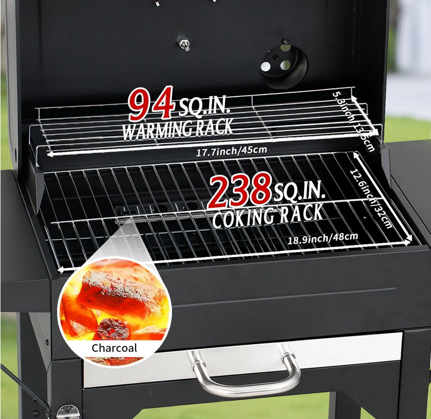 Heavy-Duty Charcoal Grill with Dual Side Tables – Outdoor BBQ Grill for Backyard, Patio, and Camping LuxeCraft Interiors