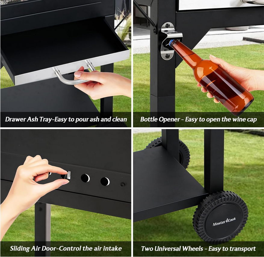 Heavy-Duty Charcoal Grill with Dual Side Tables – Outdoor BBQ Grill for Backyard, Patio, and Camping LuxeCraft Interiors