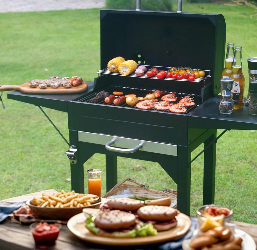Heavy-Duty Charcoal Grill with Dual Side Tables – Outdoor BBQ Grill for Backyard, Patio, and Camping LuxeCraft Interiors