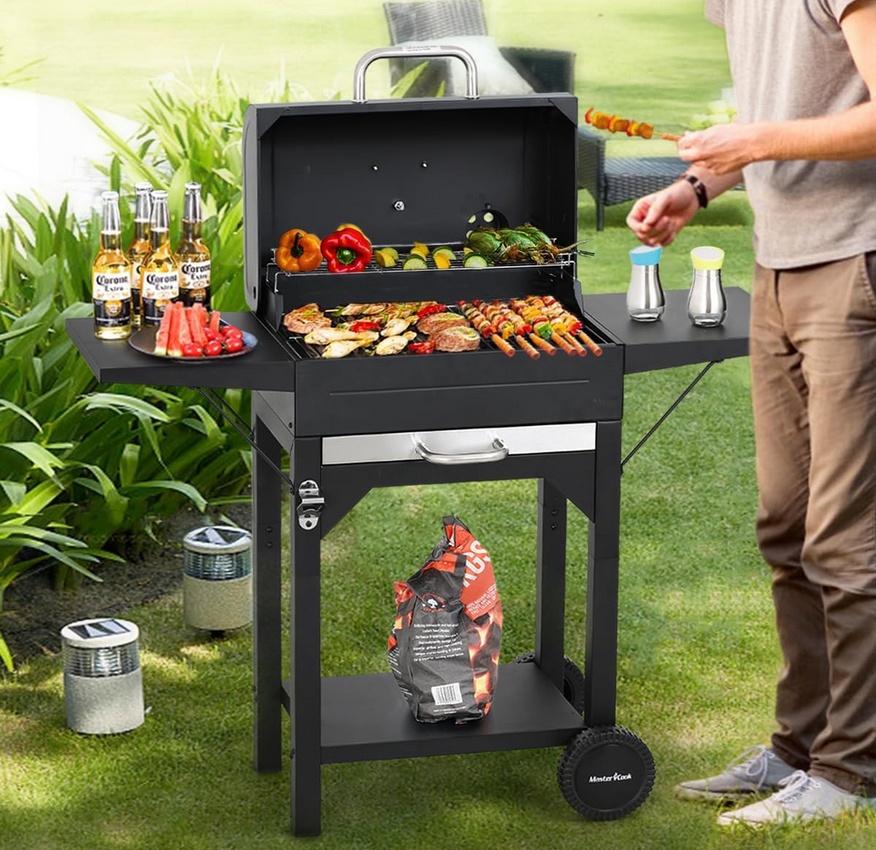 Heavy-Duty Charcoal Grill with Dual Side Tables – Outdoor BBQ Grill for Backyard, Patio, and Camping LuxeCraft Interiors