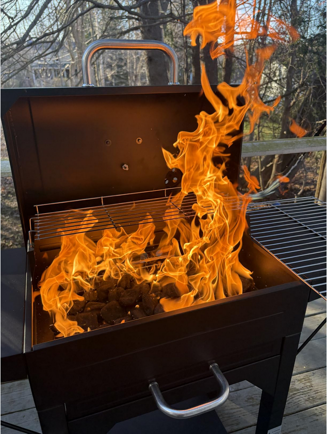 Heavy-Duty Charcoal Grill with Dual Side Tables – Outdoor BBQ Grill for Backyard, Patio, and Camping LuxeCraft Interiors